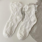 White Lace Socks Women Heart Bowknot Cotton Socks Femme Sweet Socks Ankle Socks Dress Socks For Women Stevvex