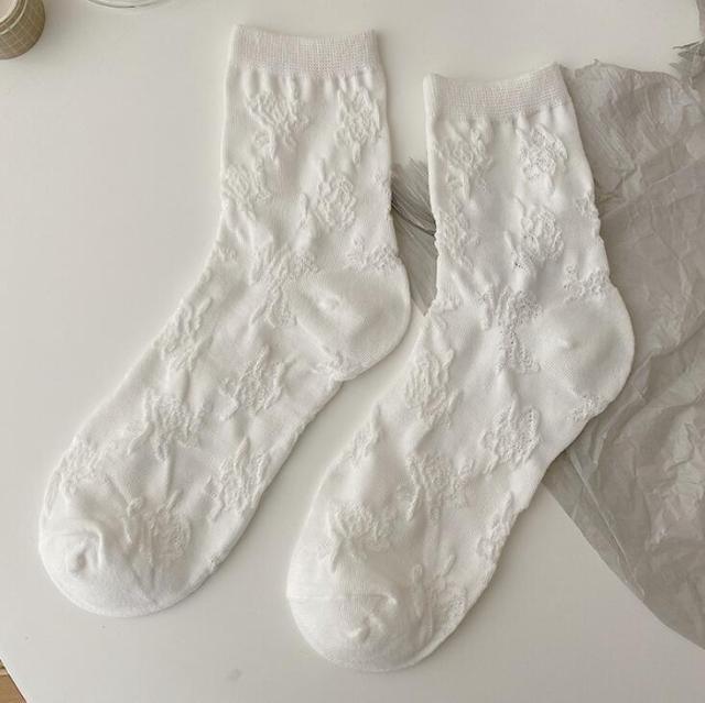 White Lace Socks Women Heart Bowknot Cotton Socks Femme Sweet Socks Ankle Socks Dress Socks For Women Stevvex