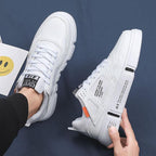 White Leather Sneakers For Men Breathable Casual Walking Sports Running Shoes Outdoor Travel Fitness Sneakers Comfortable Casual Shoes Outdoor Men Sneakers
