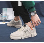 White Leather Sneakers For Men Breathable Casual Walking Sports Running Shoes Outdoor Travel Fitness Sneakers Comfortable Casual Shoes Outdoor Men Sneakers