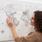 World Map on Canvas - White - SJB-DIAMOND ELITES