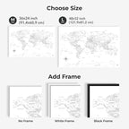 World Map on Canvas - White - SJB-DIAMOND ELITES