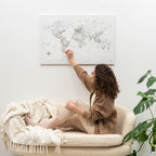World Map on Canvas - White - SJB-DIAMOND ELITES