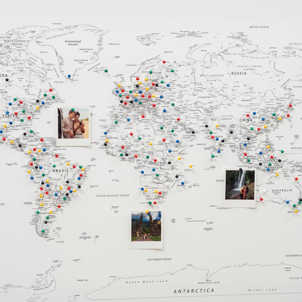 World Map on Canvas - White - SJB-DIAMOND ELITES