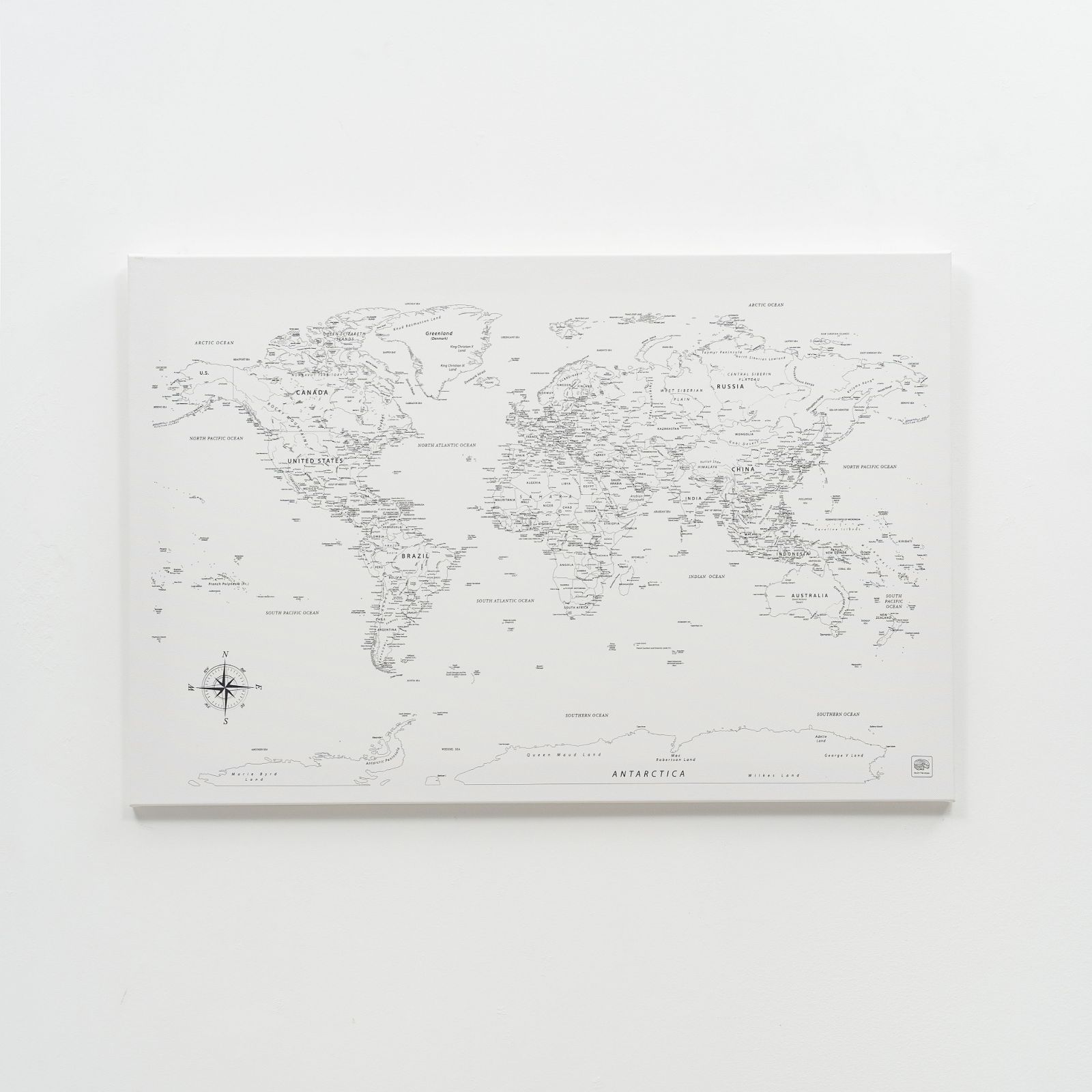 World Map on Canvas - White - SJB-DIAMOND ELITES