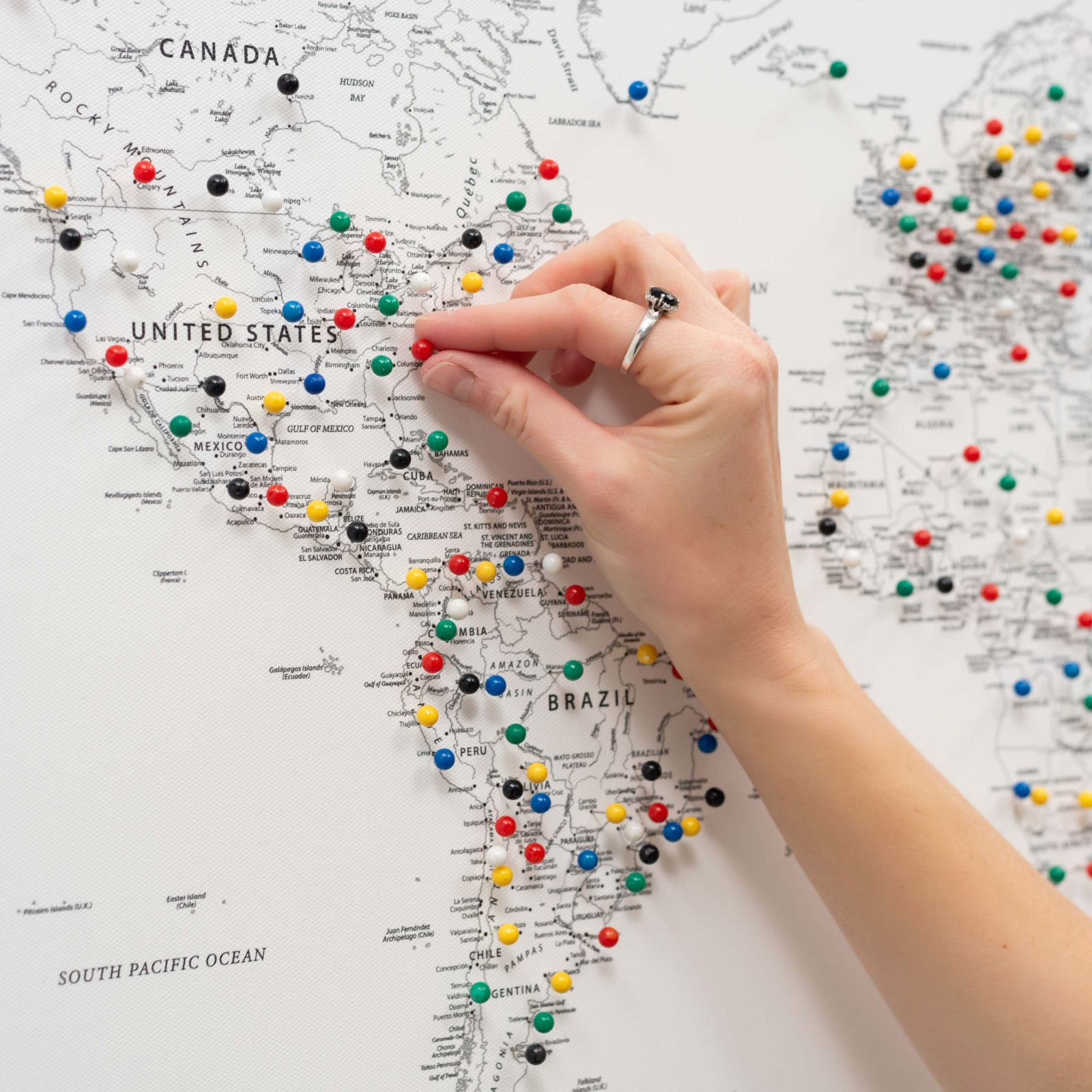 World Map on Canvas - White - SJB-DIAMOND ELITES