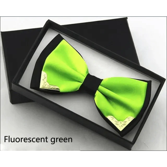 White Men Elegant Polyester Butterfly Bowtie Metal Corners Wedding Bowtie Party Bow Ties Stevvex