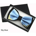 White Men Elegant Polyester Butterfly Bowtie Metal Corners Wedding Bowtie Party Bow Ties Stevvex