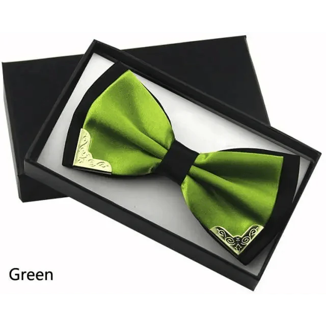 White Men Elegant Polyester Butterfly Bowtie Metal Corners Wedding Bowtie Party Bow Ties Stevvex