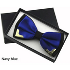 White Men Elegant Polyester Butterfly Bowtie Metal Corners Wedding Bowtie Party Bow Ties Stevvex