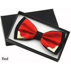 White Men Elegant Polyester Butterfly Bowtie Metal Corners Wedding Bowtie Party Bow Ties Stevvex