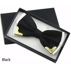 White Men Elegant Polyester Butterfly Bowtie Metal Corners Wedding Bowtie Party Bow Ties Stevvex