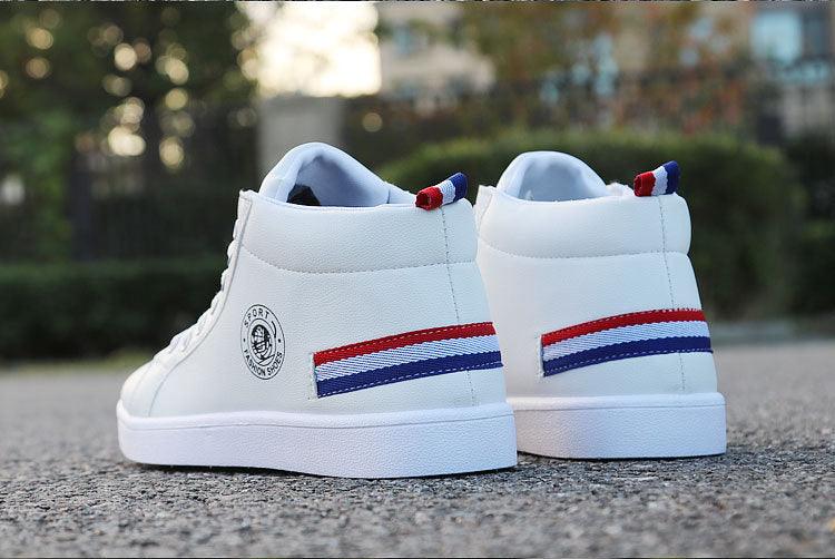 White Men Winter Plush Shoes Boys Comfort Sneakers Leather High Top Sneakers Trendy Style Casual Shoes Fashion Sneakers Breathable Comfort Walking Shoes For Mens Stevvex