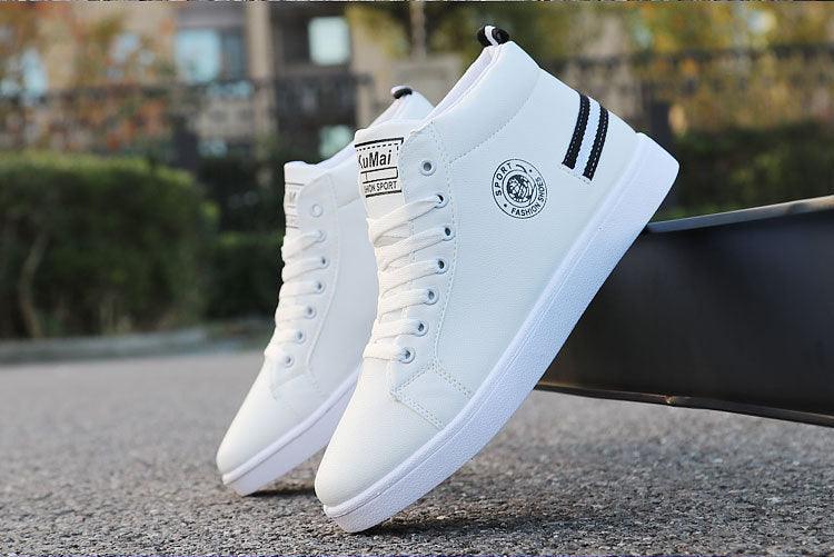 White Men Winter Plush Shoes Boys Comfort Sneakers Leather High Top Sneakers Trendy Style Casual Shoes Fashion Sneakers Breathable Comfort Walking Shoes For Mens Stevvex
