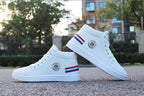White Men Winter Plush Shoes Boys Comfort Sneakers Leather High Top Sneakers Trendy Style Casual Shoes Fashion Sneakers Breathable Comfort Walking Shoes For Mens Stevvex