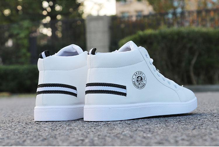 White Men Winter Plush Shoes Boys Comfort Sneakers Leather High Top Sneakers Trendy Style Casual Shoes Fashion Sneakers Breathable Comfort Walking Shoes For Mens Stevvex
