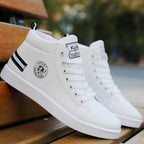 White Men Winter Plush Shoes Boys Comfort Sneakers Leather High Top Sneakers Trendy Style Casual Shoes Fashion Sneakers Breathable Comfort Walking Shoes For Mens Stevvex