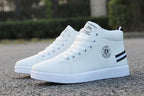 White Men Winter Plush Shoes Boys Comfort Sneakers Leather High Top Sneakers Trendy Style Casual Shoes Fashion Sneakers Breathable Comfort Walking Shoes For Mens Stevvex