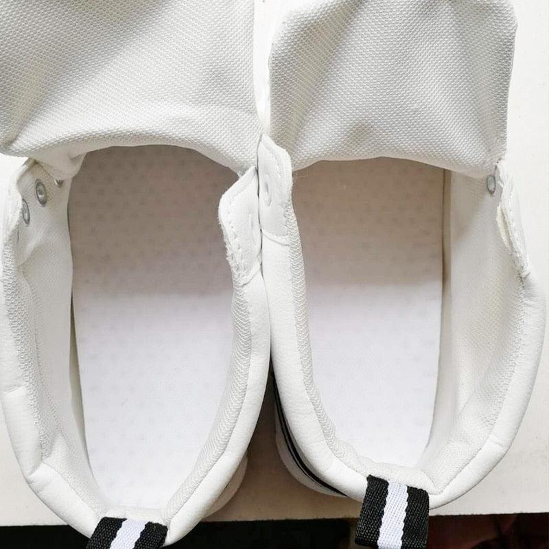 White Men Winter Plush Shoes Boys Comfort Sneakers Leather High Top Sneakers Trendy Style Casual Shoes Fashion Sneakers Breathable Comfort Walking Shoes For Mens Stevvex
