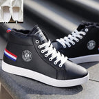 White Men Winter Plush Shoes Boys Comfort Sneakers Leather High Top Sneakers Trendy Style Casual Shoes Fashion Sneakers Breathable Comfort Walking Shoes For Mens Stevvex