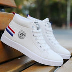 White Men Winter Plush Shoes Boys Comfort Sneakers Leather High Top Sneakers Trendy Style Casual Shoes Fashion Sneakers Breathable Comfort Walking Shoes For Mens Stevvex