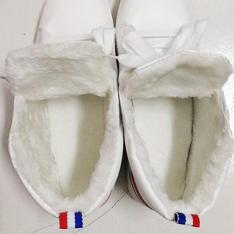 White Men Winter Plush Shoes Boys Comfort Sneakers Leather High Top Sneakers Trendy Style Casual Shoes Fashion Sneakers Breathable Comfort Walking Shoes For Mens Stevvex