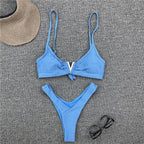 White Push Up Woman Swimsuit Bikini Set Two Piece Smocked Swimsuits Ruffle Off Shoulder Bathing Suit With High Waist Bottoms New Summer Beach Bikini Set Solid Swimming Suit For Women Swimwear Bathing Suit Stevvex