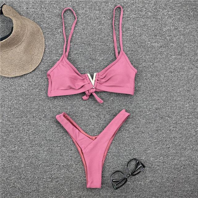 White Push Up Woman Swimsuit Bikini Set Two Piece Smocked Swimsuits Ruffle Off Shoulder Bathing Suit With High Waist Bottoms New Summer Beach Bikini Set Solid Swimming Suit For Women Swimwear Bathing Suit Stevvex