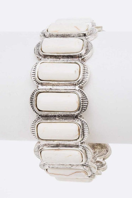 Red Stone Open Cuff Bangle Silver Tone Adjustable Stylish