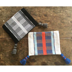 White Striped Handwoven Backstrap Clutch - Guatemalan Artisan Small Boho Purse BandsCo Straps