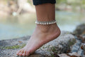 White Teardrop Bead Boho Silver Anklet Adjustable For Women
