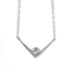 White Topaz Sterling Silver V Pendant Necklace 16 Inch