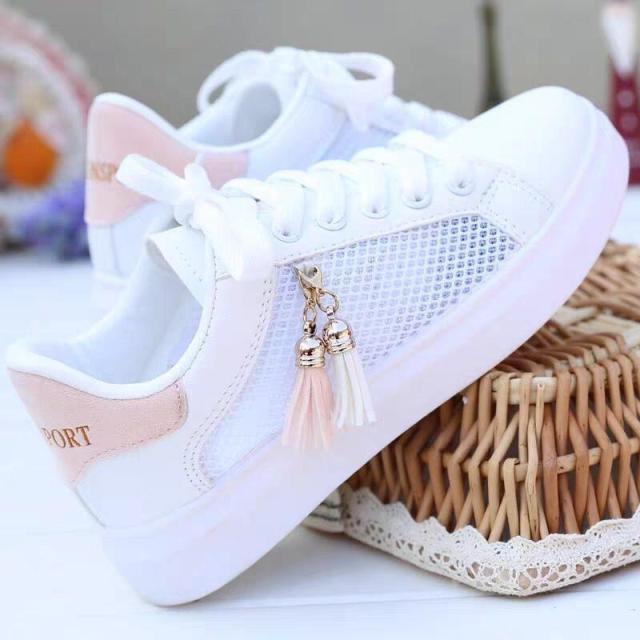 White Women Breathable Sneakers Casual Sports Flat Low Top Sneaker Lace-up Classic Shoes Girls Comfortable Women's Casual Flats Elegant Soft Walking Sneakers Stevvex