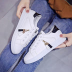 White Women Breathable Sneakers Casual Sports Flat Low Top Sneaker Lace-up Classic Shoes Girls Comfortable Women's Casual Flats Elegant Soft Walking Sneakers Stevvex