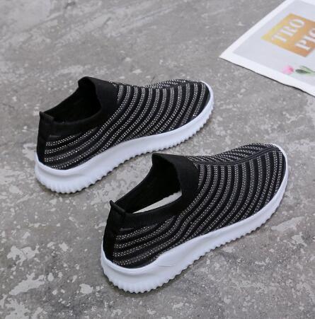 White Womens Crystal Sneakers Spring Autumn Casual Zipper Flat Shoes Non-slip Breathable Outdoor Espadrilles Breathable Mesh Simple Design Slip-On Shoes Women Mesh Casual Espadrilles Stevvex