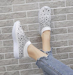 White Womens Crystal Sneakers Spring Autumn Casual Zipper Flat Shoes Non-slip Breathable Outdoor Espadrilles Breathable Mesh Simple Design Slip-On Shoes Women Mesh Casual Espadrilles Stevvex