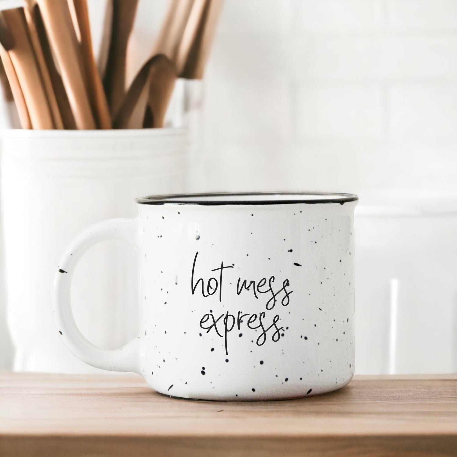 Hot Mess Express Oversized Campfire Mug Black Rim Limited Edition, Double-Sided BandsCo Straps