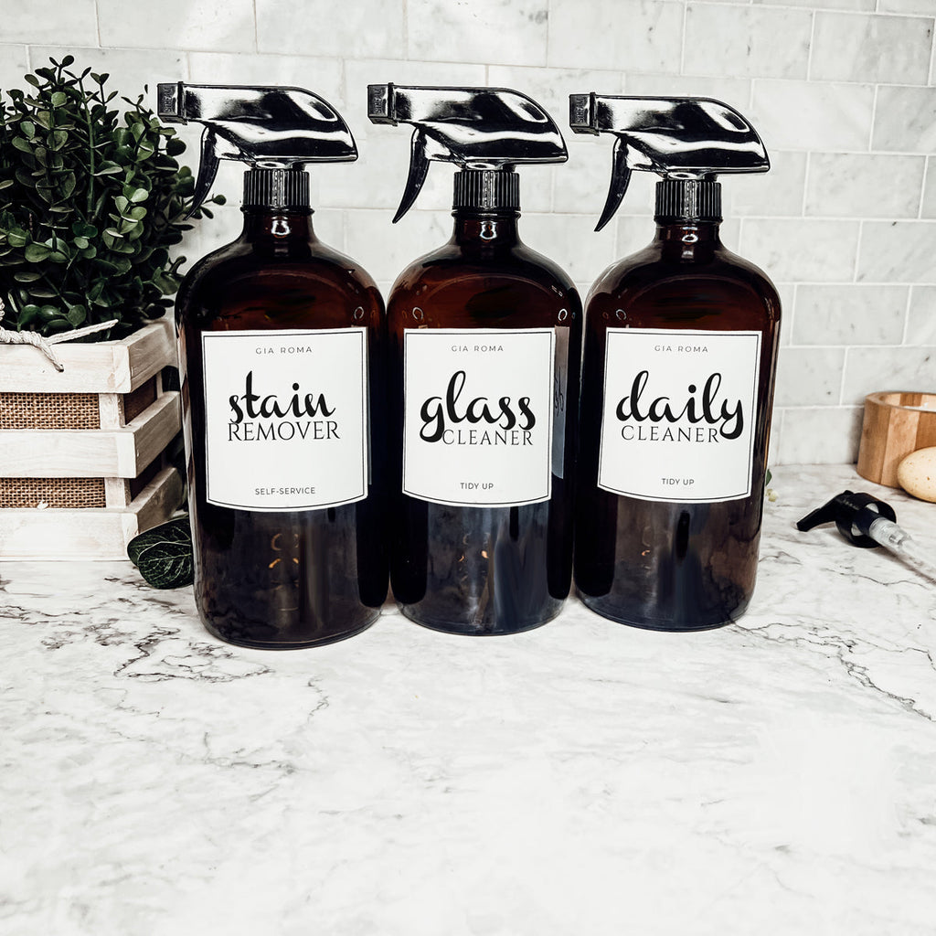 32 Oz Amber Glass Reusable Dispenser Bottle For Soap Laundry Mouthwash Refillable Pump Included BandsCo Straps