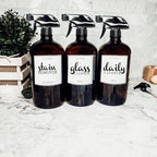 32 Oz Amber Glass Reusable Dispenser Bottle For Soap Laundry Mouthwash Refillable Pump Included BandsCo Straps