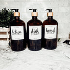 32 Oz Amber Glass Reusable Dispenser Bottle For Soap Laundry Mouthwash Refillable Pump Included BandsCo Straps