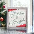 Merry And Bright 7 Inch Wood Christmas Wall Sign Red Green White Holiday Home Decor 7x7x1.5 BandsCo Straps