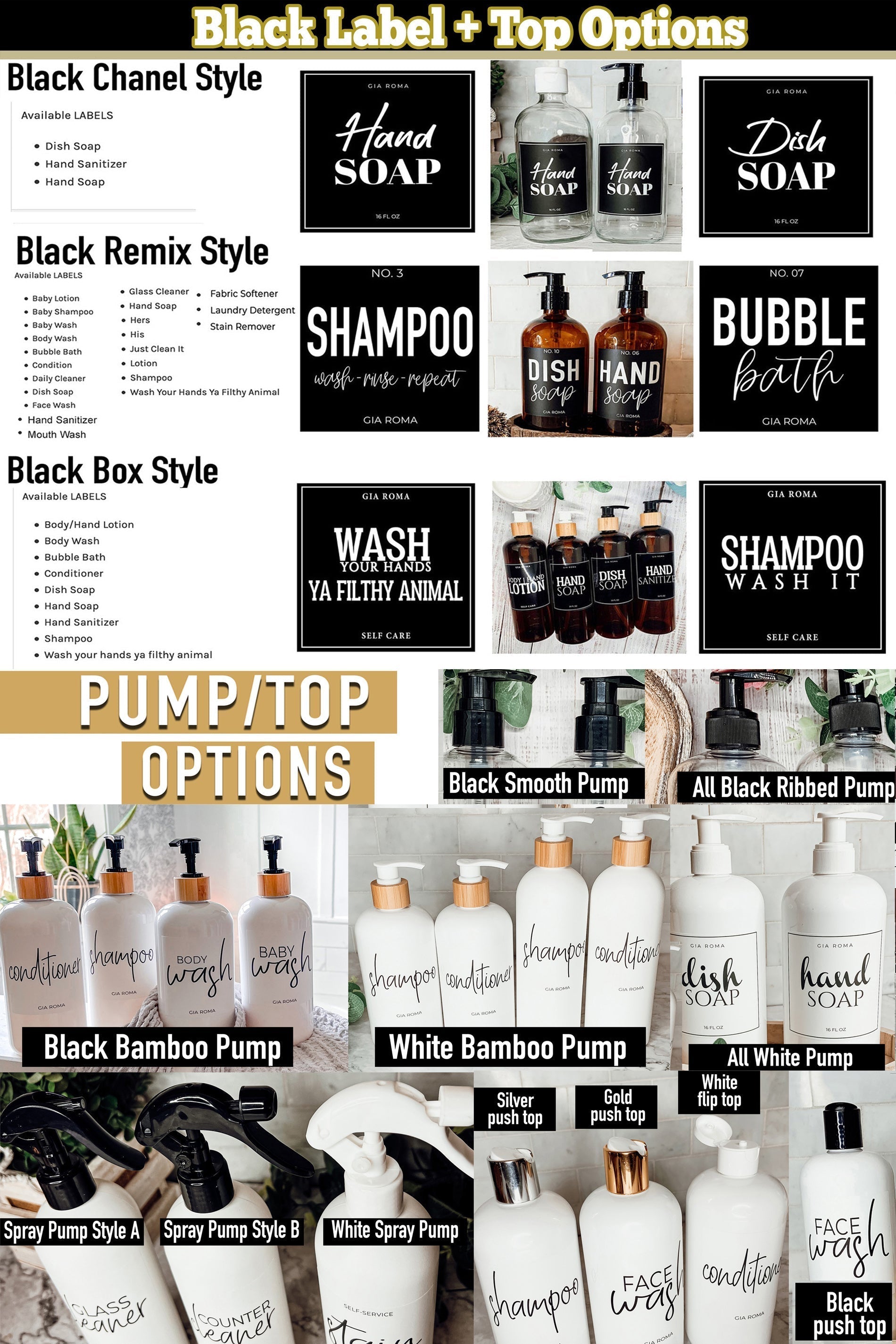 16oz Plastic Spray Bottles With White Or Black Waterproof Labels BandsCo Straps