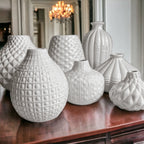 Whitney Ceramic Vases White Artisan Decorative Vase Set Or Single For Mantel BandsCo Straps