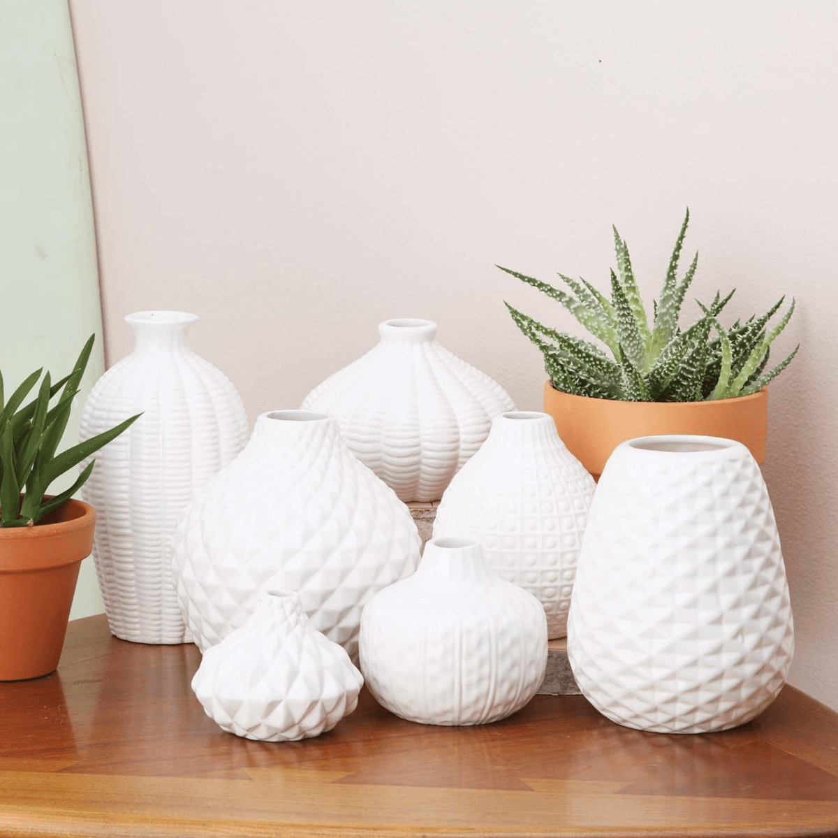 Whitney Ceramic Vases White Artisan Decorative Vase Set Or Single For Mantel BandsCo Straps