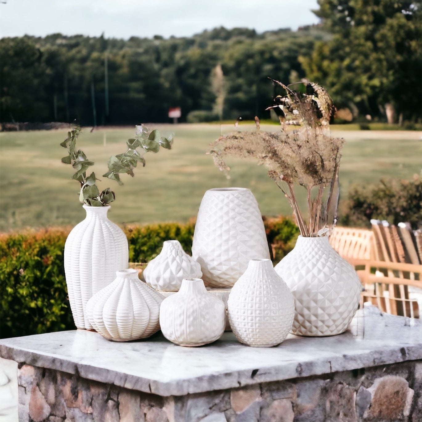 Whitney Ceramic Vases White Artisan Decorative Vase Set Or Single For Mantel BandsCo Straps