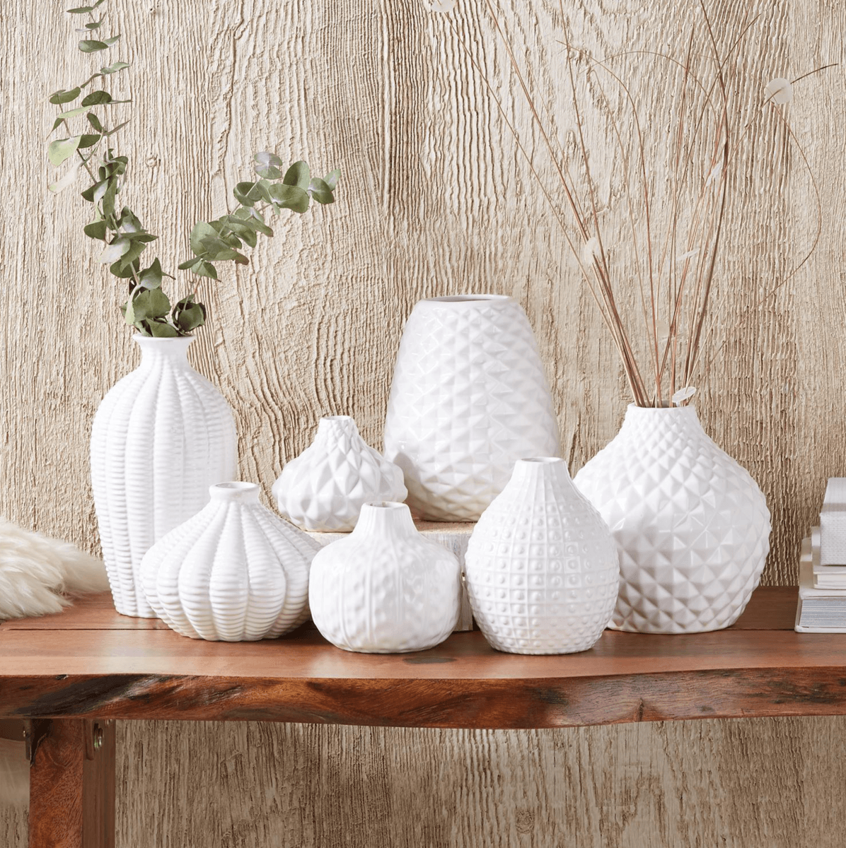 Whitney Ceramic Vases White Artisan Decorative Vase Set Or Single For Mantel BandsCo Straps