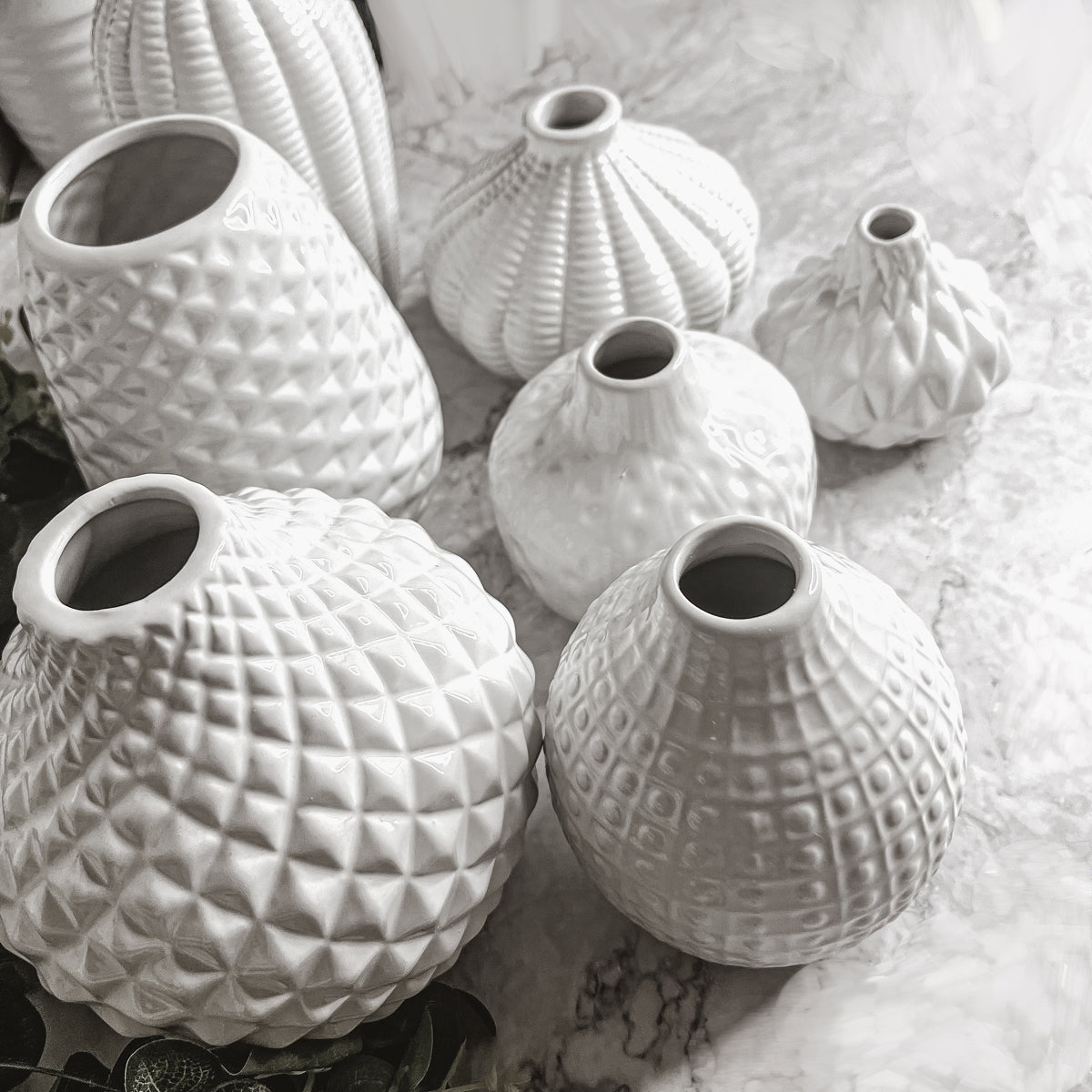 Whitney Ceramic Vases White Artisan Decorative Vase Set Or Single For Mantel BandsCo Straps