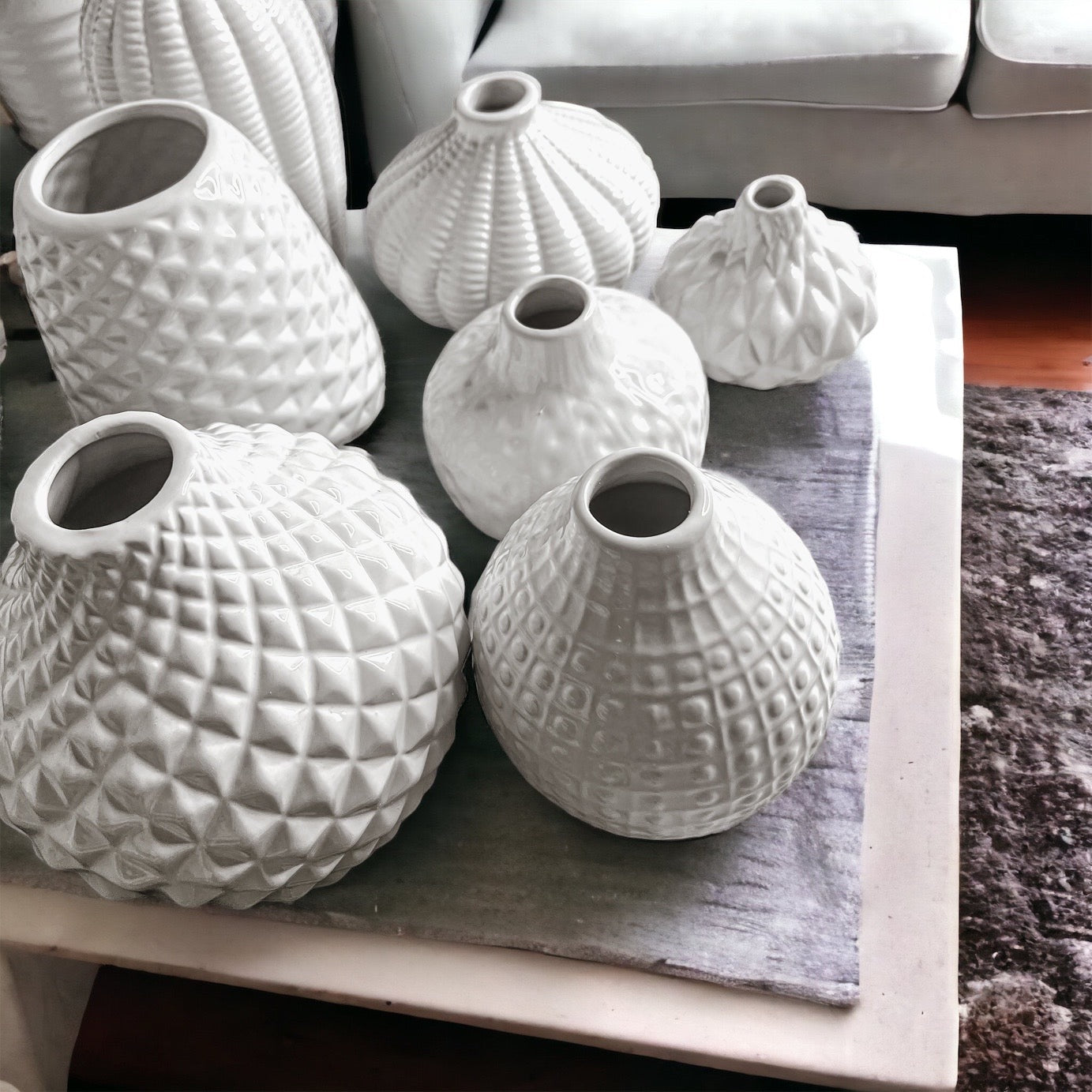 Whitney Ceramic Vases White Artisan Decorative Vase Set Or Single For Mantel BandsCo Straps