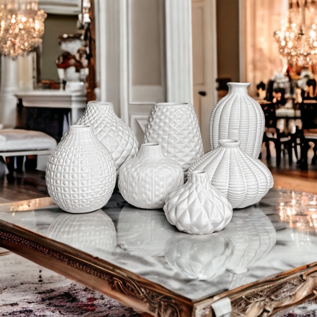 Whitney Ceramic Vases White Artisan Decorative Vase Set Or Single For Mantel BandsCo Straps