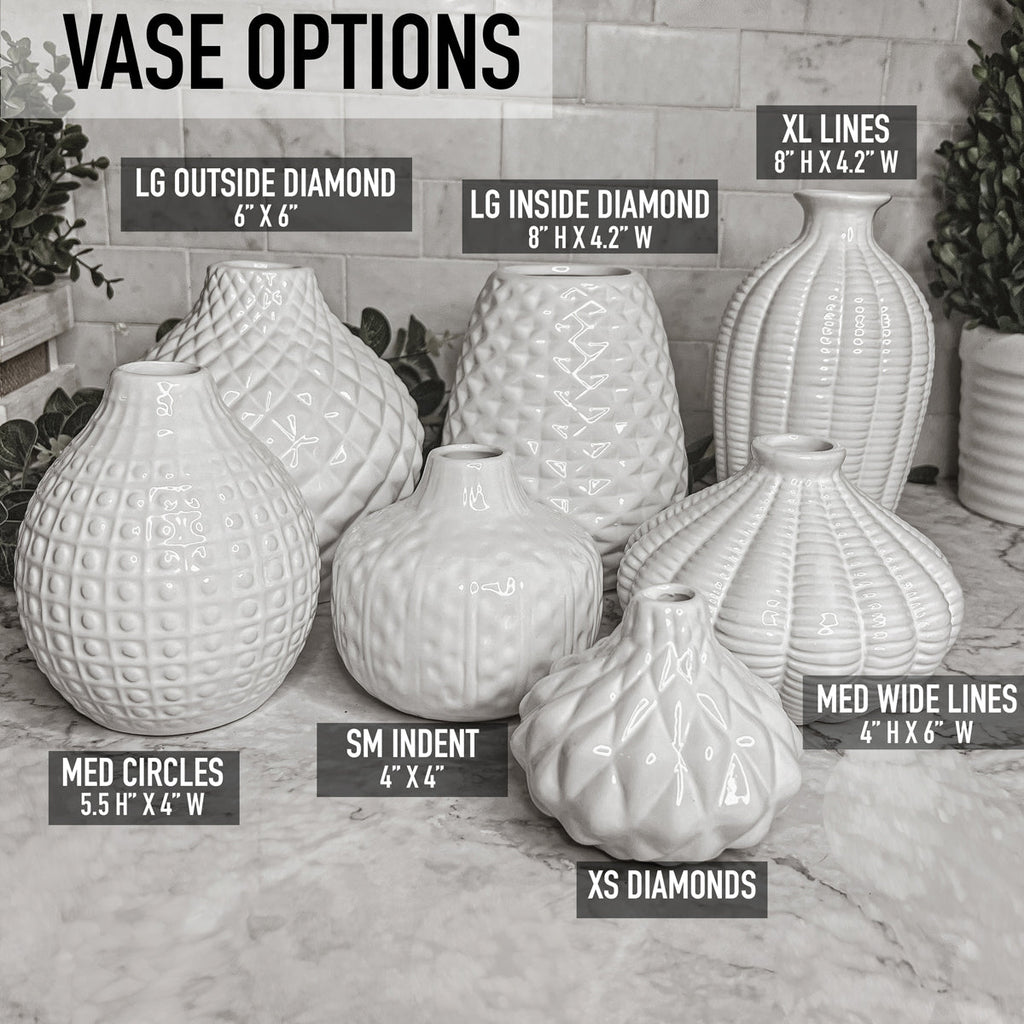 Whitney Ceramic Vases White Artisan Decorative Vase Set Or Single For Mantel BandsCo Straps
